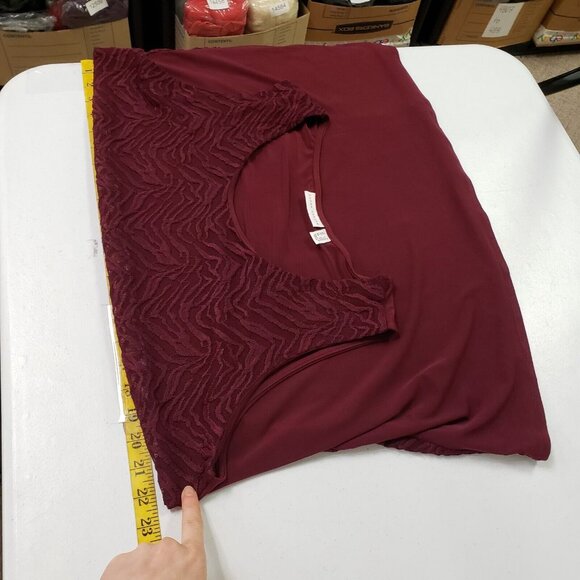 Susan Graver Womens Textured Kimono Set Size 1X Burgundy Stretch Career Church - Picture 7 of 14
